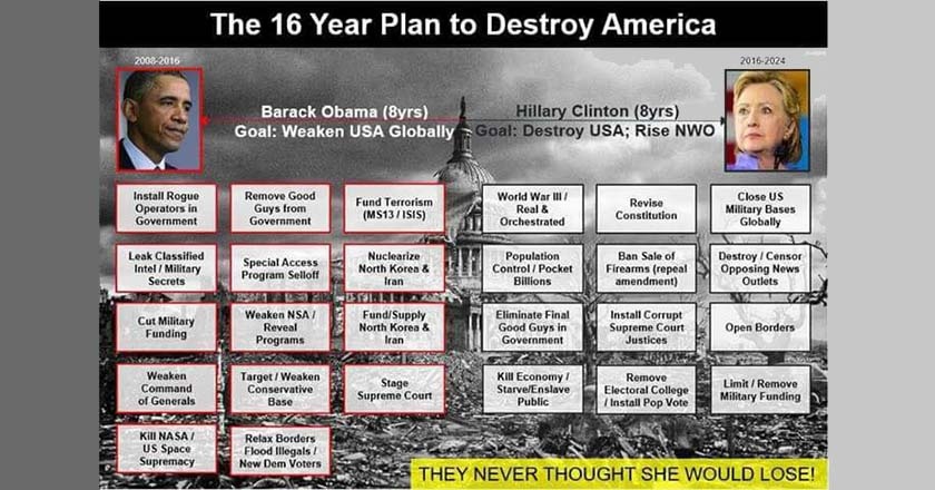 barack obama, hillary clinton, the 16 year plan to destroy america