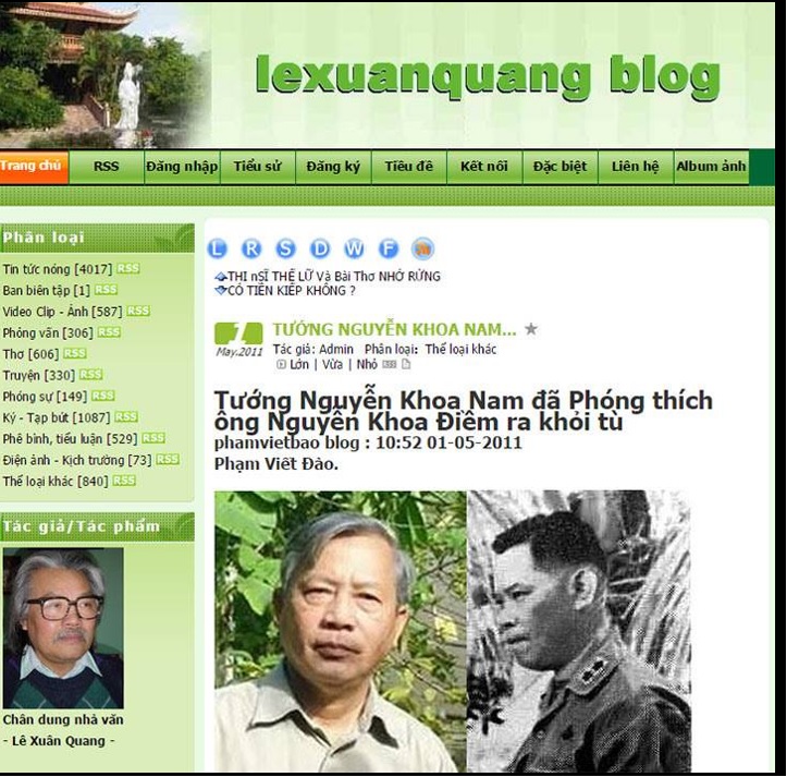 Tướng Nguyễn Khoa Nam đã phóng thích ông Nguyễn Khoa Điềm ra khỏi tù, lexuanquang blog, Gia phả Nguyễn Khoa Diệu Khuyên (vợ lớn của Trúc Hồ SBTN)