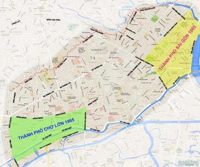 map of Sai gon ville city, Cho lon city 1865