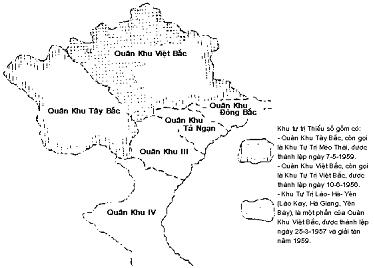 Bản đồ Việt Nam - Các quân khu miền Bắc lịch năm 1956