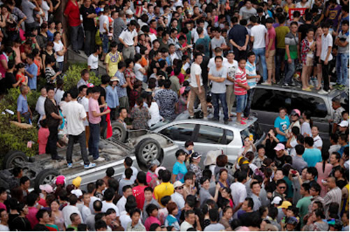 biểu tình ở Qidong china july, 28.2012