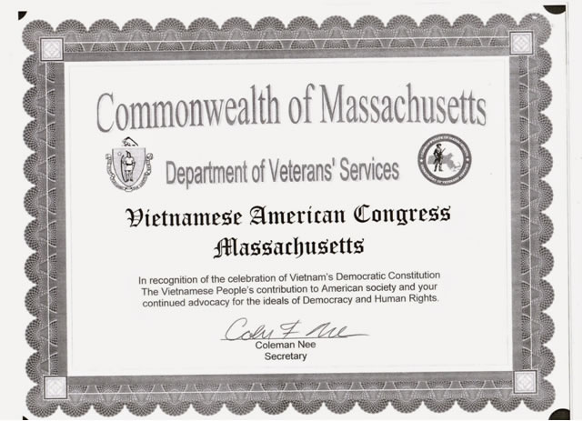 commonwealth of massachusetts department of vetaran's services vietnames american congress massachusetts