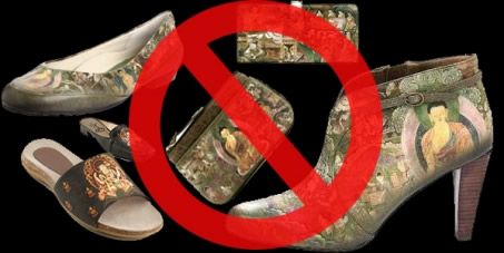 stop using Budha's image on shoes