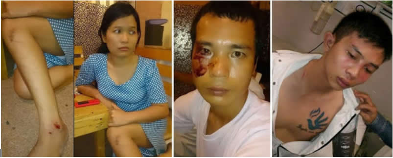 Blogger Nguyễn Hoàng Vi, Hoàng Dũng, Trần Hoàng Hận after being attacked 