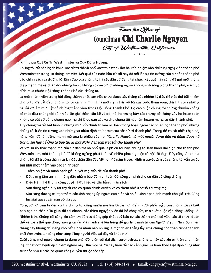 From the Office of Councilman Chi Charlie Nguyen