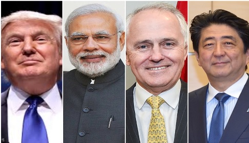 the Squads, Donald Trump, Shinzo Abe,Narendra Modi, Scott Morrison 