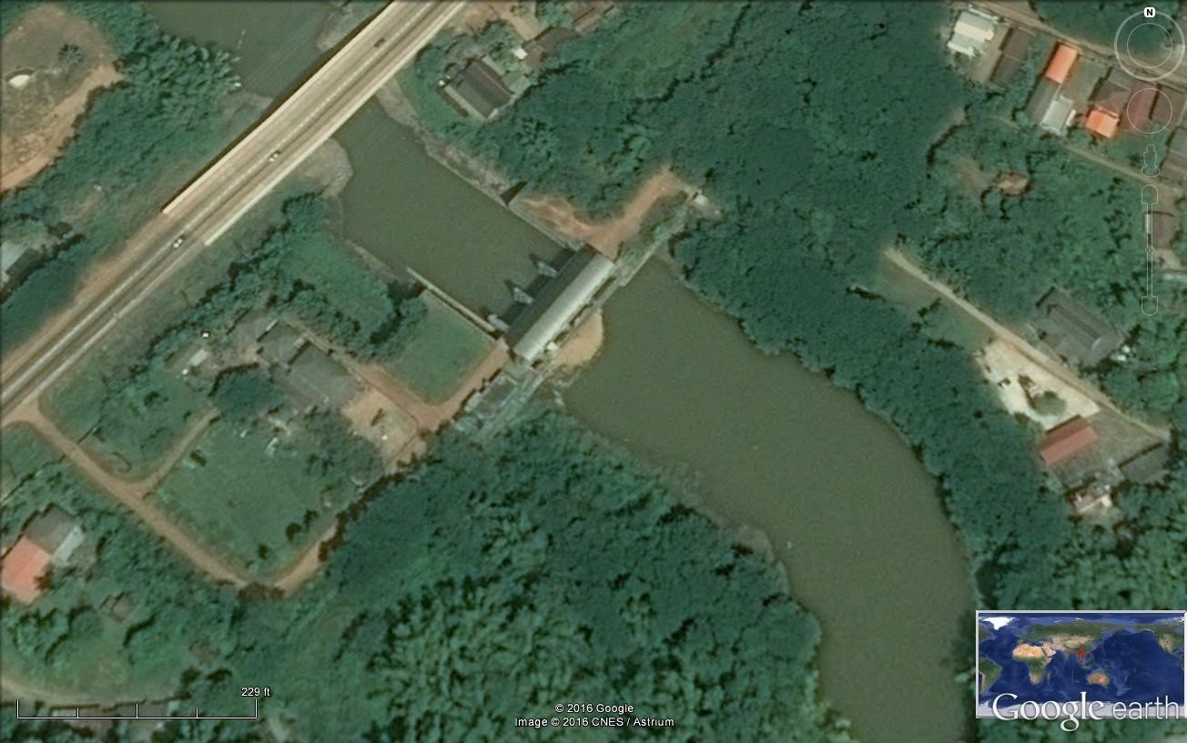 đồng bằng sông cửu long hạn hán, mekong river delta, Trạm bơm Huay Laung [GoogleEarth] 