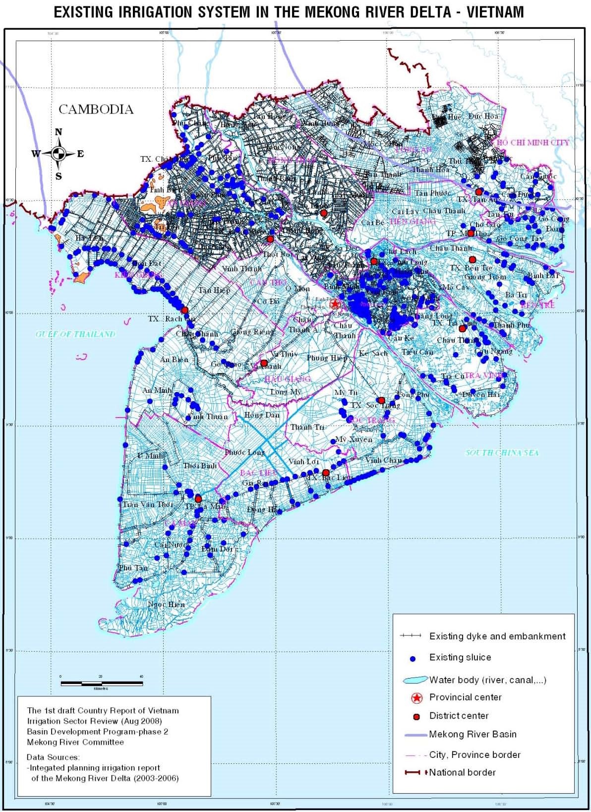 existing irrigation system in the mekong river delte vietnam, đồng bằng sông cửu long hạn hán, mekong river delta, Hệ thống thủy lợi ở Đồng bằng sông Cửu Long [19] 